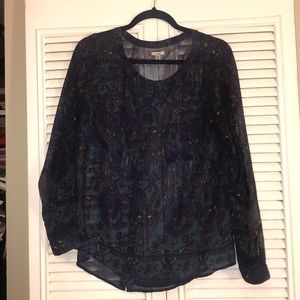 Patterned sheer long sleeve